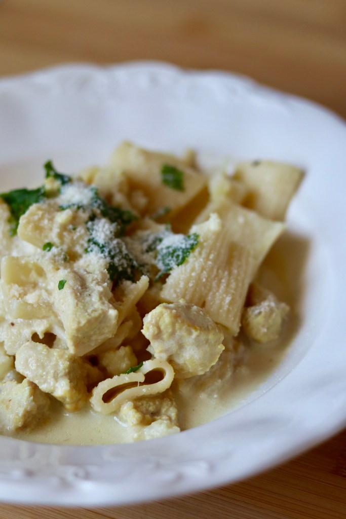 Tészta soulfood: Tejszín, mustár, pulykamell, sült&nbsp;karfiol